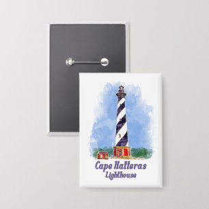 Badge Aquarelle du phare de Cape Hatteras Caroline du No