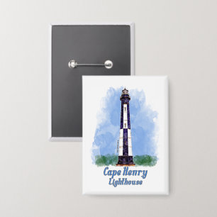 Badge Aquarelle du phare de Cape Henry - Virginie