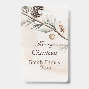 Badge Aquarelle Neutre couleur arbre de Noël