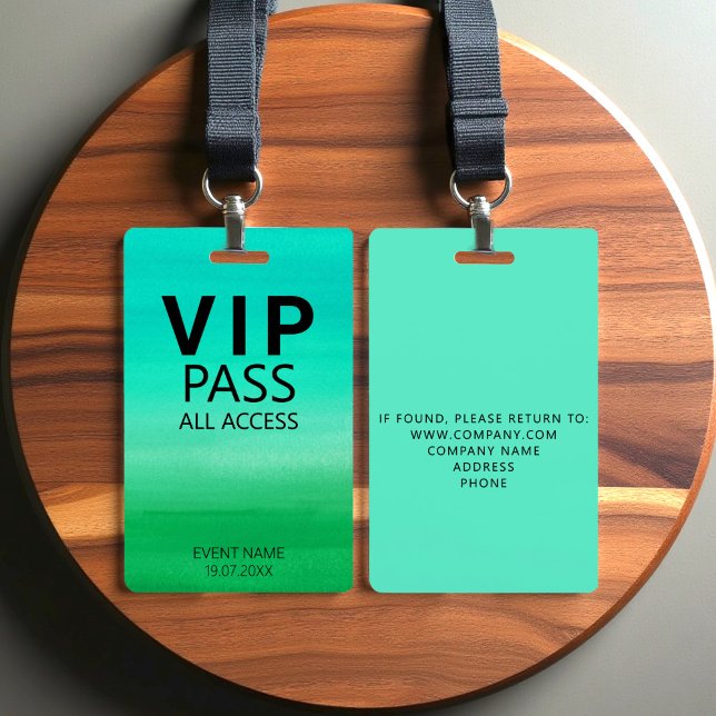 Badge Aquarelle personnalisée VIP All Access Vert Abstra (Créateur téléchargé)