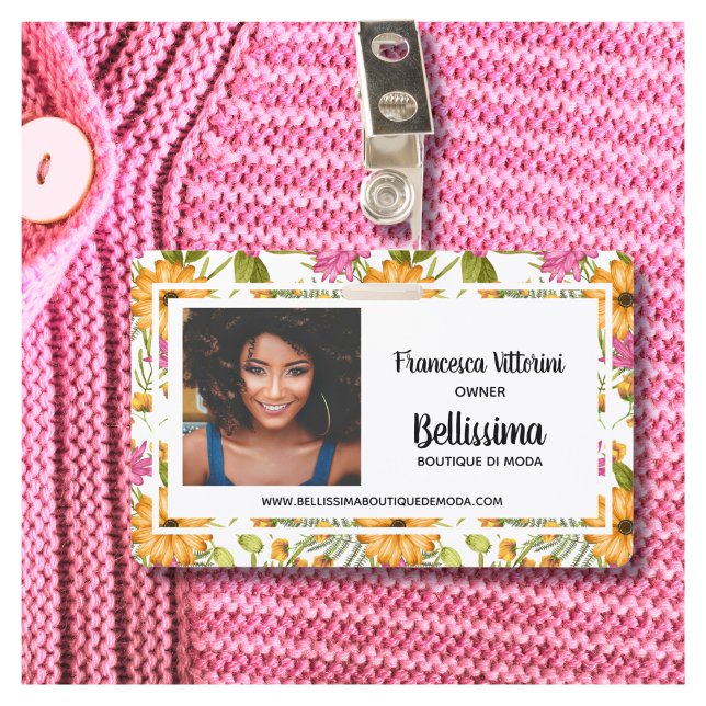 Badge Aquarelle professionnelle élégante Floral rose jau (Créateur téléchargé)