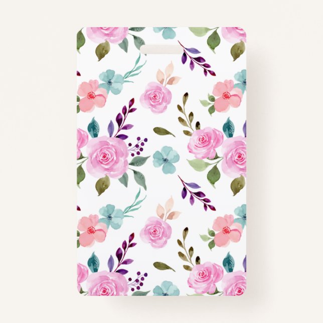 Badge Aquarelle rose (Devant)