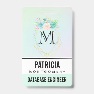 Badge Aquarelle rose et vert moderne Succulents