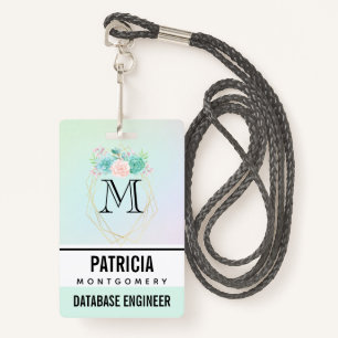 Badge Aquarelle rose et vert moderne Succulents