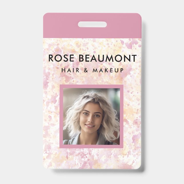 Badge Aquarelle Rose Jaune Moderne (Avant)