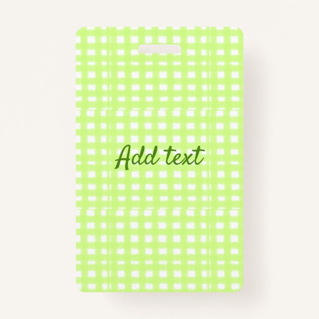 Badge Aquarelle vert plaid ginham personnalisé ajouter t (Devant)