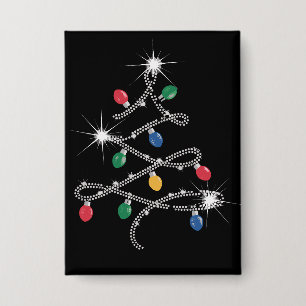 Badge Arbre de lumière de Noël Rhinestone Mega Bling