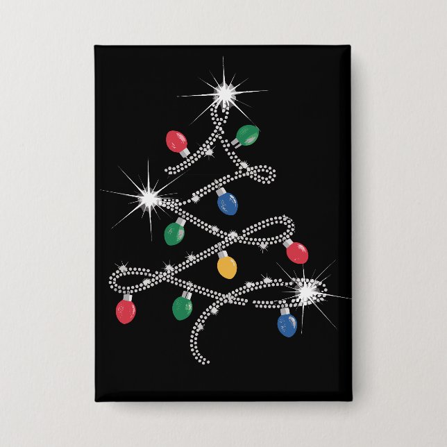 Badge Arbre de lumière de Noël Rhinestone Mega Bling  (Recto)