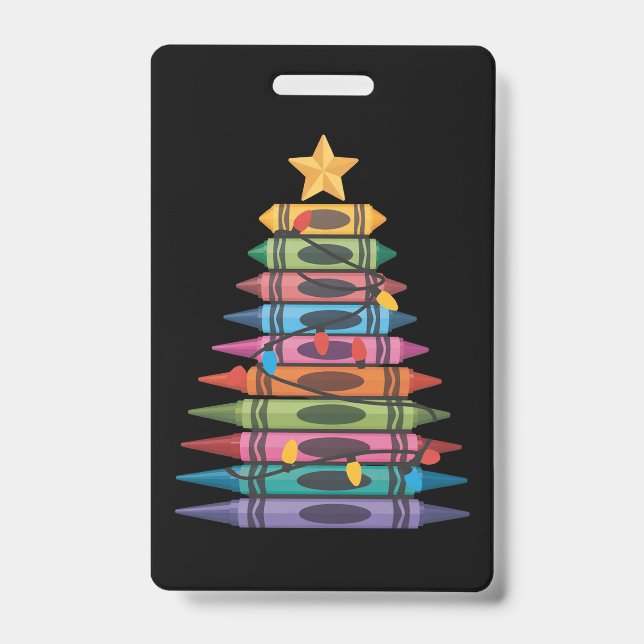 Badge Arbre de Noël fait de Crayons Vie de l'enseignant  (Avant)