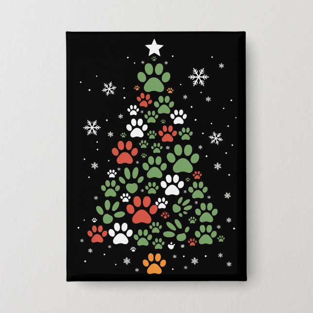 Badge Arbre de Noël Patte d'animal Chats Amoureux de Chi (Recto)