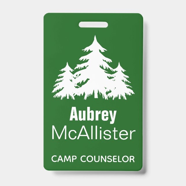 Badge Arbres à sapins rustiques | Conseiller de camp (Face)