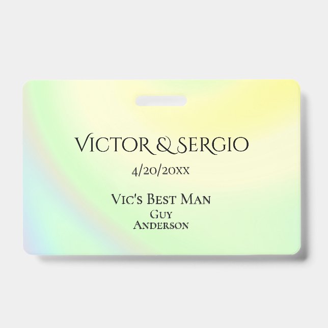 Badge Arc en arc-en-ciel ID de fête de mariage double fa (Front)