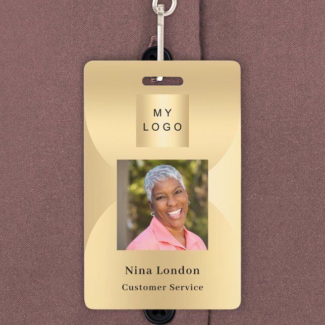 Badge Arche de nom de photo or code QR logo de l'entrepr (Créateur téléchargé)