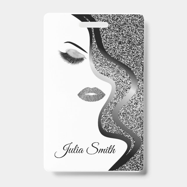 Badge Argent moderne avec effet Parties scintillant (Avant)