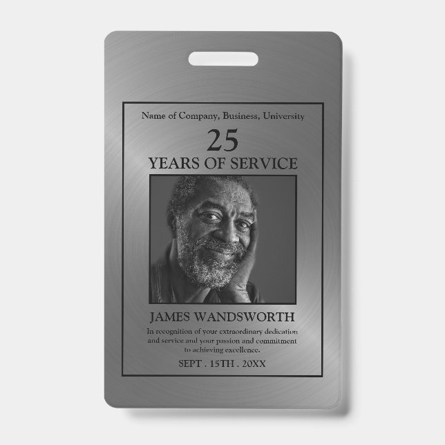 Badge Argent/Photo personnalisée - Prix employé (Avant)