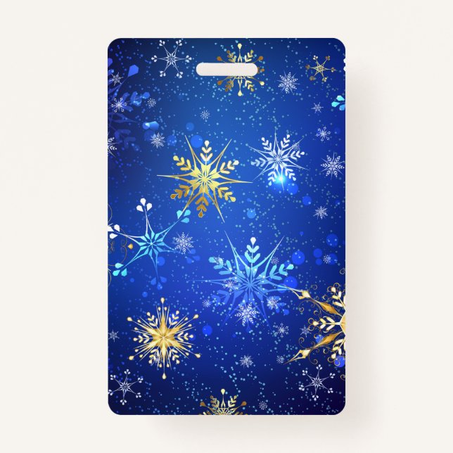 Badge Arrière - plan Bleu XMAS avec des flocons de neige (Devant)