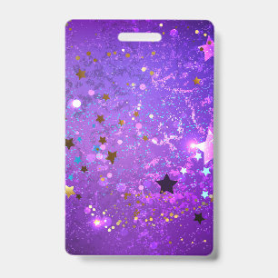 Badge Arrière - plan de feuille violet avec étoiles