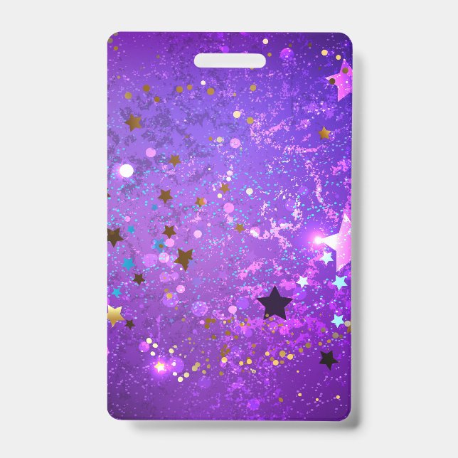Badge Arrière - plan de feuille violet avec étoiles (Avant)