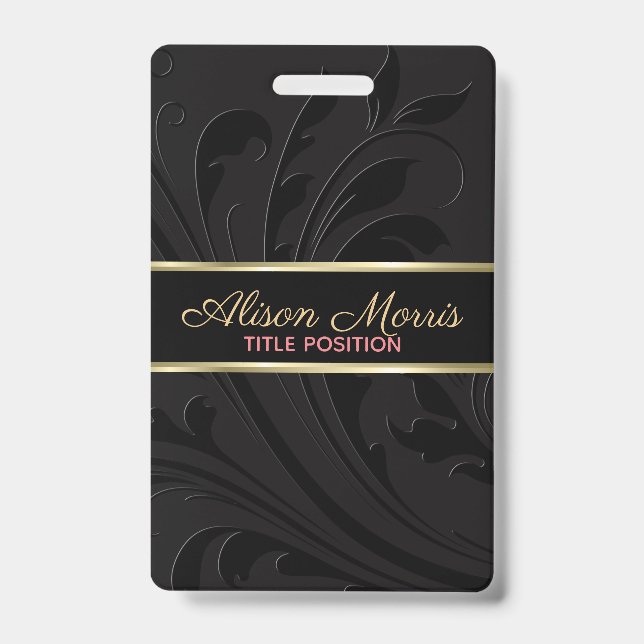 Badge Arrière - plan Noir Et Flèche Et Bande D'Or (Avant)