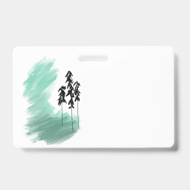 Badge art de l'arbre vert scandinave simple moderne ment (Avant)