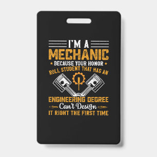 Badge Art de Mécanicien Je Suis Un Mécanicien