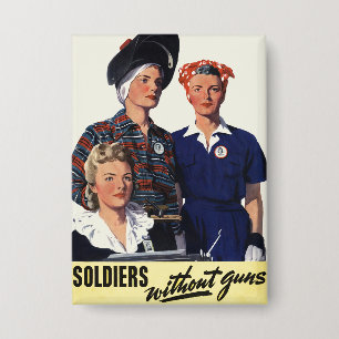 Badge Art féministe vintage de soldats de la Seconde Gue