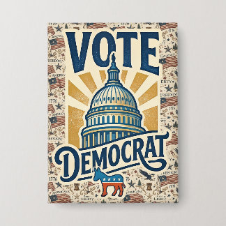 Badge Art populaire patriotique américain vintage Vote D
