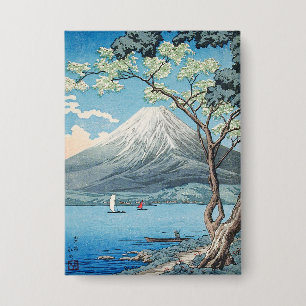 Badge Art vintage japonais du mont Fuji et du lac Yamana