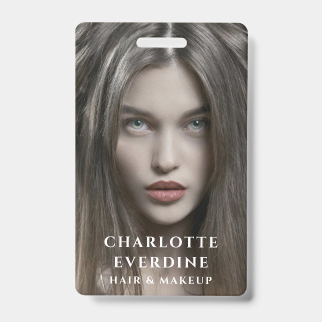 Badge Artiste Maquilleuse Coiffure Photo Moderne (Avant)
