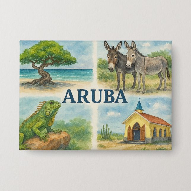 Badge Aruba multivu aquarelle (Recto)