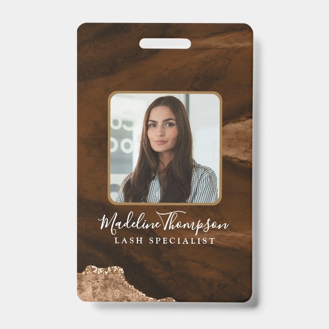 Badge Assiette en or rouille Marbre Entreprise Entrepris (Face)