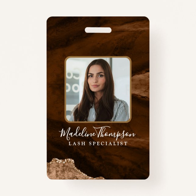 Badge Assiette en or rouille Marbre Entreprise Entrepris (Devant)