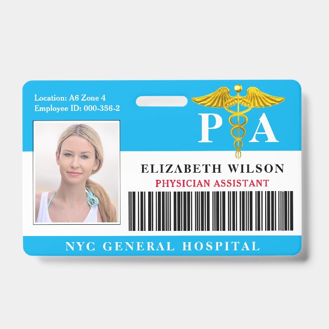 Badge ASSISTANT PHYSICIEN| ID photo de l'employé de l'hô (Avant)