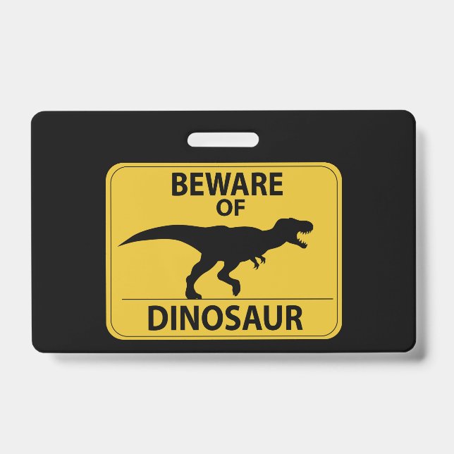 Badge Attention au dinosaure (Avant)