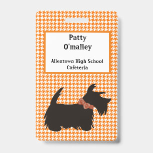 Badge avec nom de chien Scottie, étiquette nominat