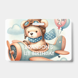 Badge Avion Boy Bear 1ère fête d'anniversaire