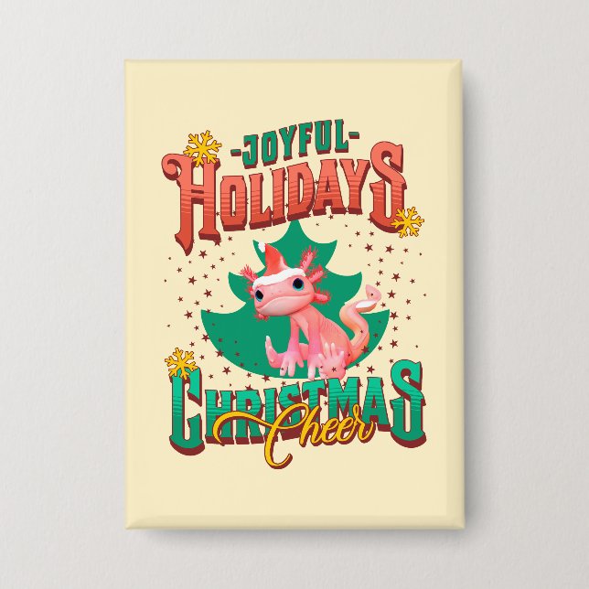 Badge Axolotl drôle Joyeuses Fêtes Noël Cheers (Recto)