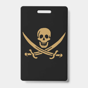 Badge Aztec Gold Crâne et cutlass Pirate Calico Jack
