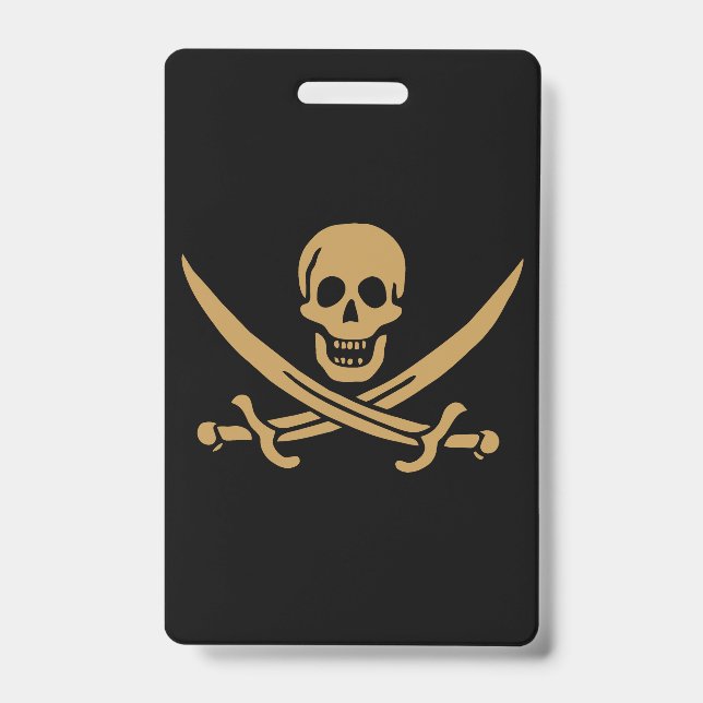 Badge Aztec Gold Crâne et cutlass Pirate Calico Jack (Avant)