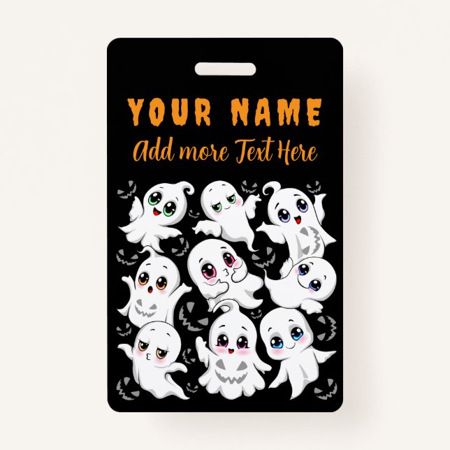 Badge Baby Ghosts Éffrayant mignon Halloween humeur (Devant)