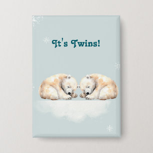 Badge Baby shower Polar Bear Twins