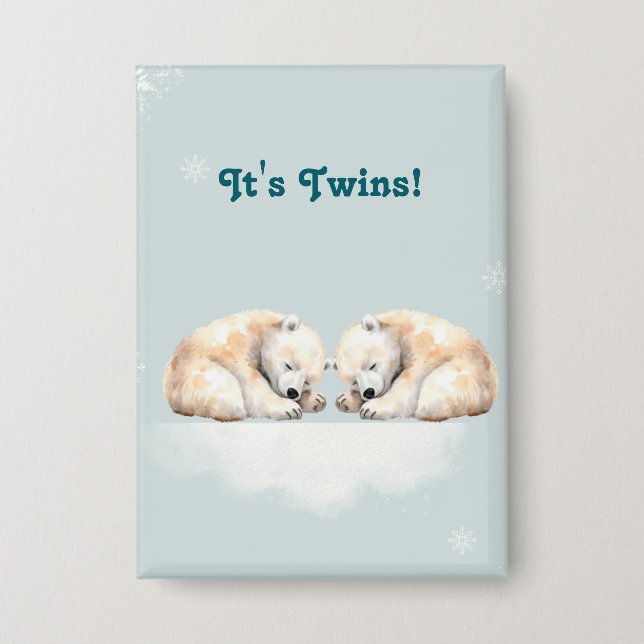 Badge Baby shower Polar Bear Twins (Recto)