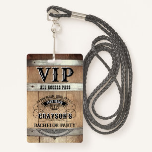 Badge Bachelor Party Rustic VIP Pass