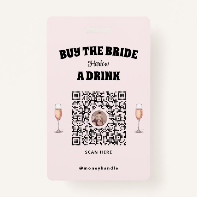 Badge Bachelorette Rose Acheter La Mariée Un Verre QR-Co (Devant)