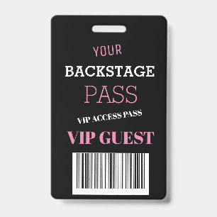 Badge Backstage Music Festival Pink Access Pass VIP