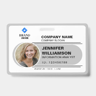 Badge Balise commerciale minimaliste gris QR - ID photo