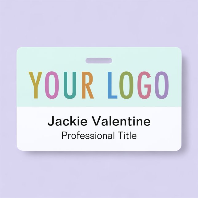 Badge Balise d'identification de travail du logo horizon (MISOOK Mint Horizontal Name Badge with Logo)