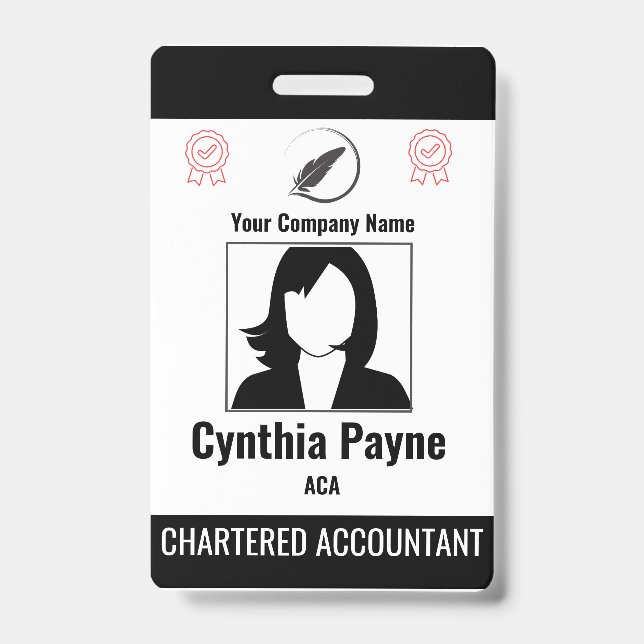 Badge Balise d'identification d'employé simple et blanch (Avant)