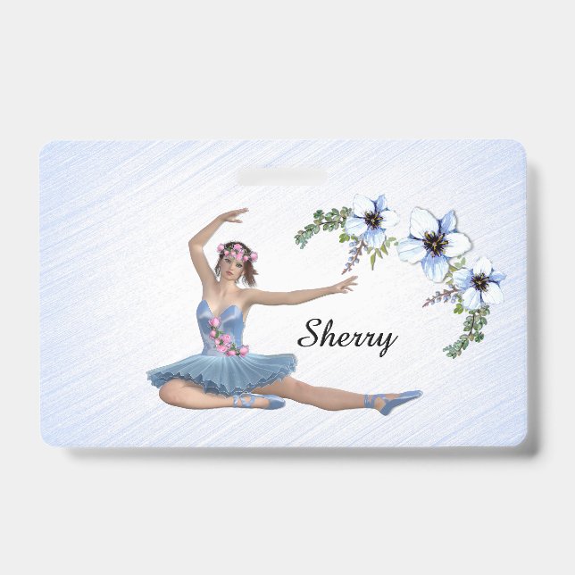 Badge Ballerine en Bleu Nom Personnel (Avant)
