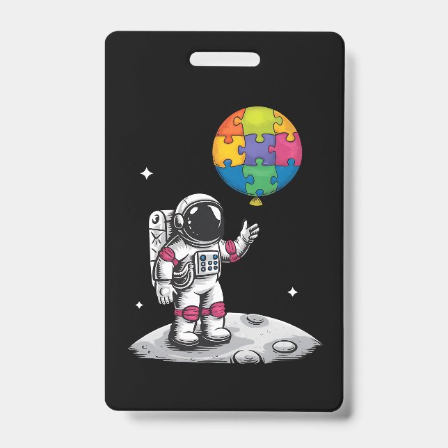 Badge Ballon d'astronaute autiste Espace Sensibilisation (Avant)